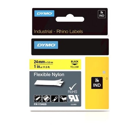 Dymo 1 in. Flexible Nylon Tape Black on Yellow 784-1734525